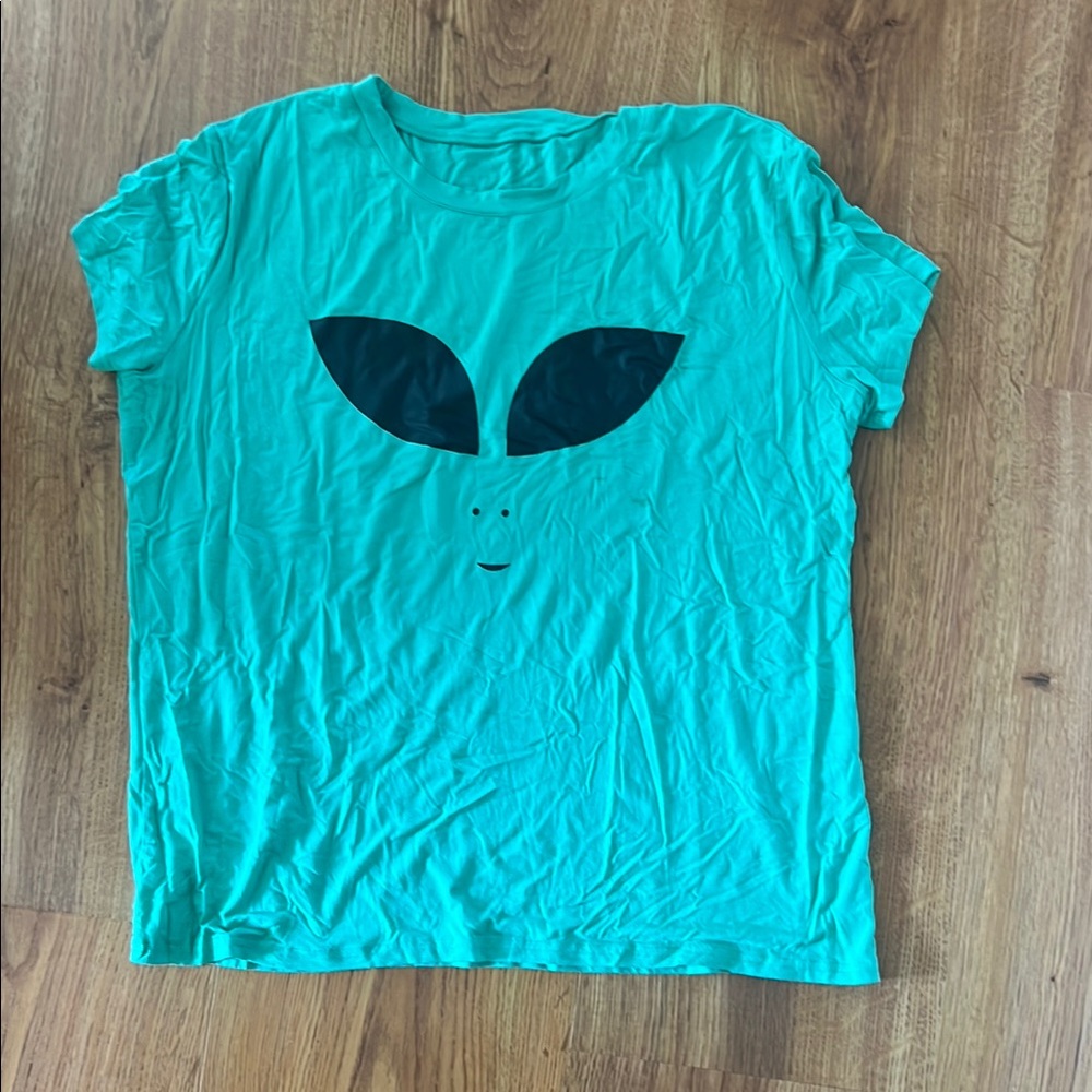 Green T-Shirt with Alien Graphic